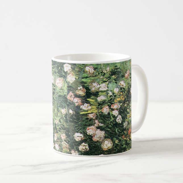 Caneca De Café Roseira em Flor por Vincent van Gogh (Frente Esquerda)