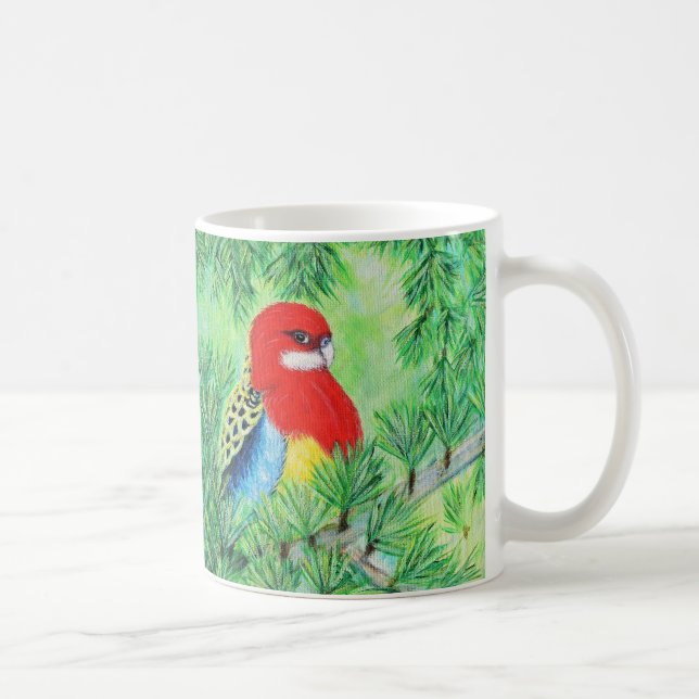 Caneca De Café Rosella Bird Painting (Direita)