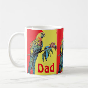 Caneca De Café Rosella Parrot Watercolor Pai Nome do Pai