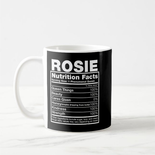 Caneca De Café Rosie Nutrition Facts  Rosie Name Birthday Shirt  (Esquerda)