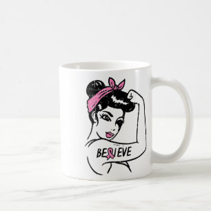 Caneca De Café Rosie Riveter acredita que combatendo o Cancer da