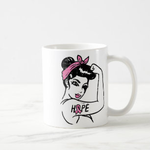 Caneca De Café Rosie Riveter Hope Lutando Contra Canceres Da Mama