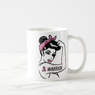 Caneca De Café Rosie Riveter Riveter Cancer Mulheres Rosa
