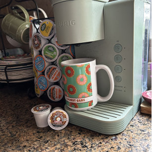Caneca De Café Rosquinha de cozinha rosa e chocolate verde