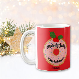 Caneca De Café Rosquinha Engraçada Natal Wreath Personalize