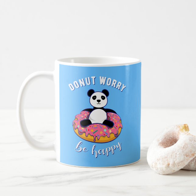 Caneca De Café Rosquinha Preocupada Seja Feliz II (Com Donut)