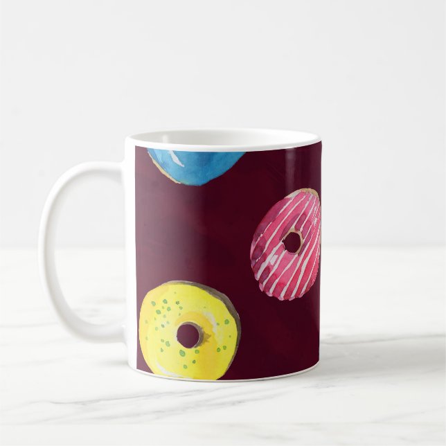 Caneca De Café Rosquinhas Ruby: Padrão Sem Costura De Aquarela. (Esquerda)