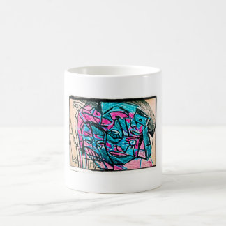 Caneca De Café rosto abstrato aqua