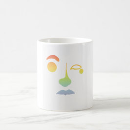 Caneca De Café Rosto Abstrato Sem Título: Arco-íris