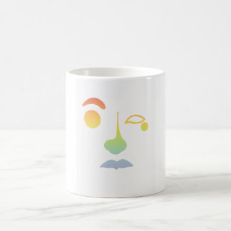 Caneca De Café Rosto Abstrato Sem Título: Arco-íris
