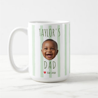 Caneca De Café Rosto de Bebê Personalizado com Listras Verdes Nov