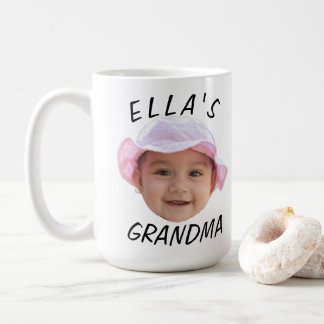 Caneca De Café Rosto de Bebê Personalizado Foto Texto Vovó