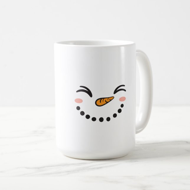 Caneca De Café Rosto de Boneco de Neve (Frente Esquerda)