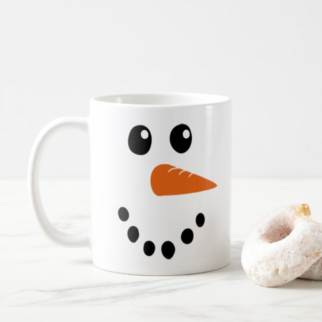 Caneca De Café Rosto de Boneco de Neve (Com Donut)