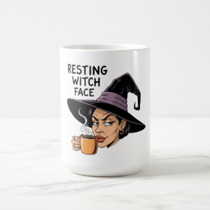 Caneca De Café Rosto de Bruxa Descansada