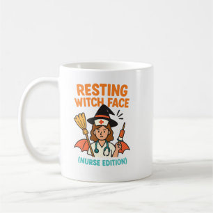 Caneca De Café "Rosto de Bruxa Descansada - Enfermeira Edition" H