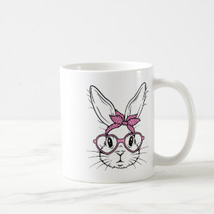 Caneca De Café Rosto de Coelho Bonito com Byndana Coração Gles Ea