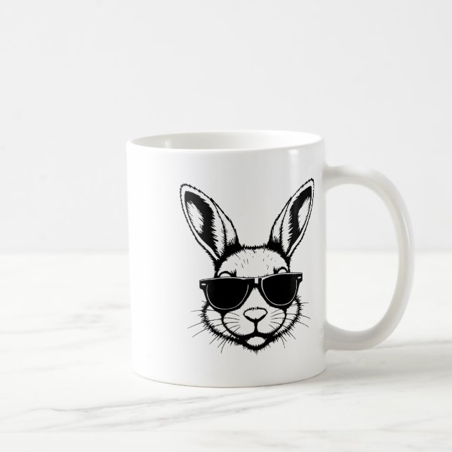 Caneca De Café Rosto de Coelho com Óculos de Sol Dia de Páscoa pa (Direita)