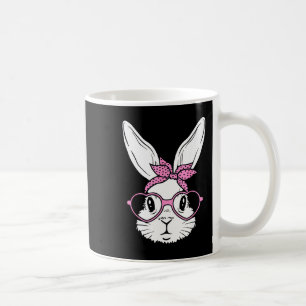 Caneca De Café Rosto de coelho fofo com óculos de coração de band