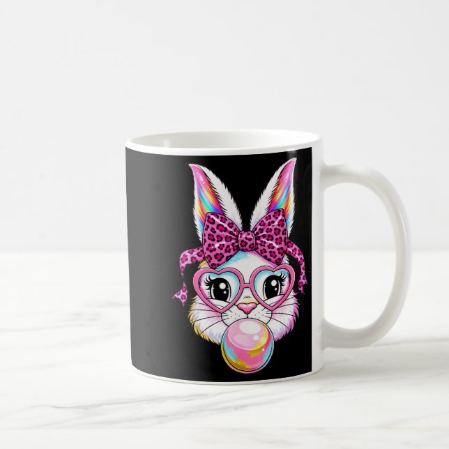 Caneca De Café Rosto de coelho fofo de leopardo arco óculos (Direita)