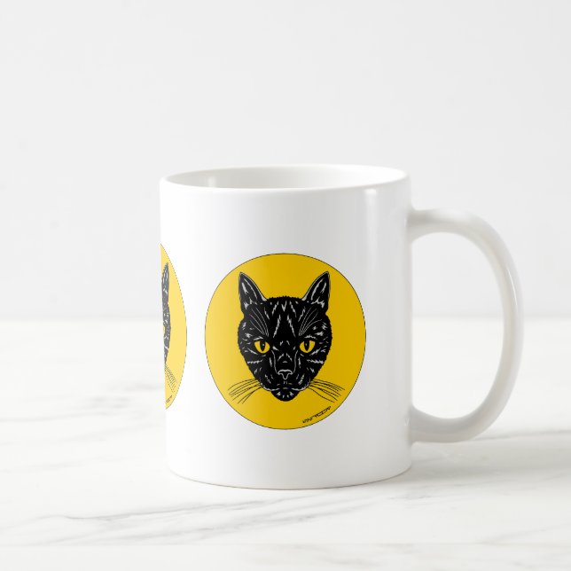 Caneca De Café Rosto de Gato Negro (Direita)
