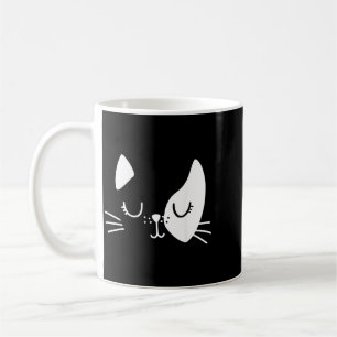 Caneca De Café Rosto de Gato Olhos Fechados Cílios Fofo Engraçado