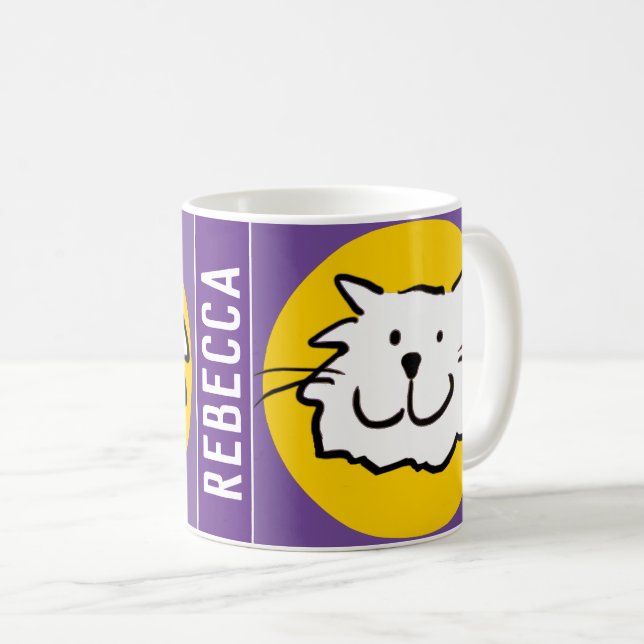 Caneca De Café Rosto de Gato Sorridente (Frente Esquerda)