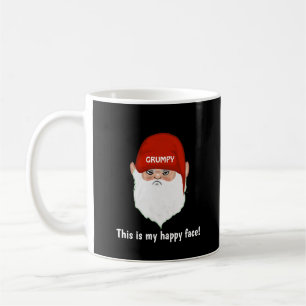 Caneca De Café Rosto de gnomo mal-humorado engraçado em preto