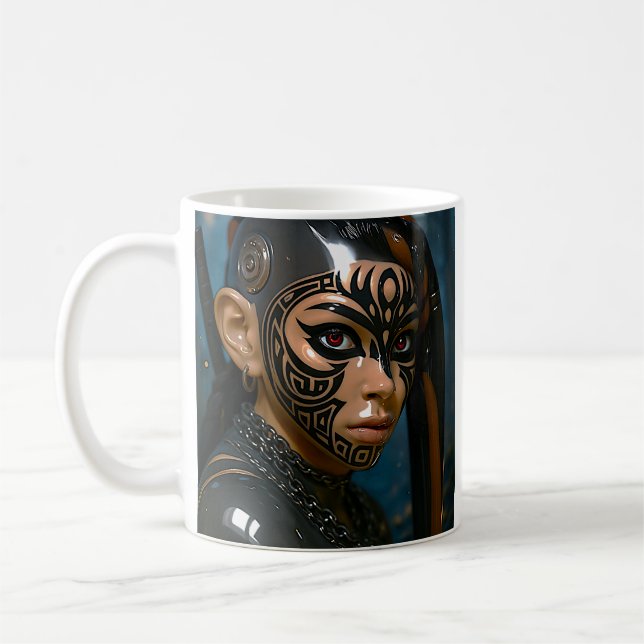 Caneca De Café Rosto de Guerreiro Tribal (Esquerda)