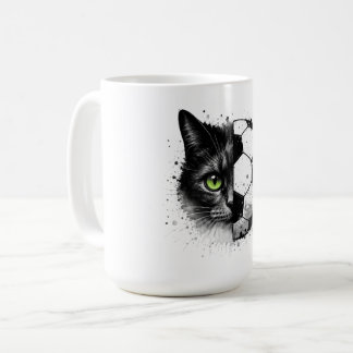 Caneca De Café Rosto de Jogo | Camiseta Gráfica Metade Gato Metad