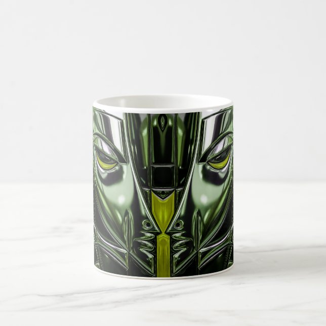 Caneca De Café Rosto de Metal Esmeralda Neon (Centro)