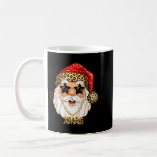 Caneca De Café Rosto de Papai Noel com Estampa de Leopardo Divert