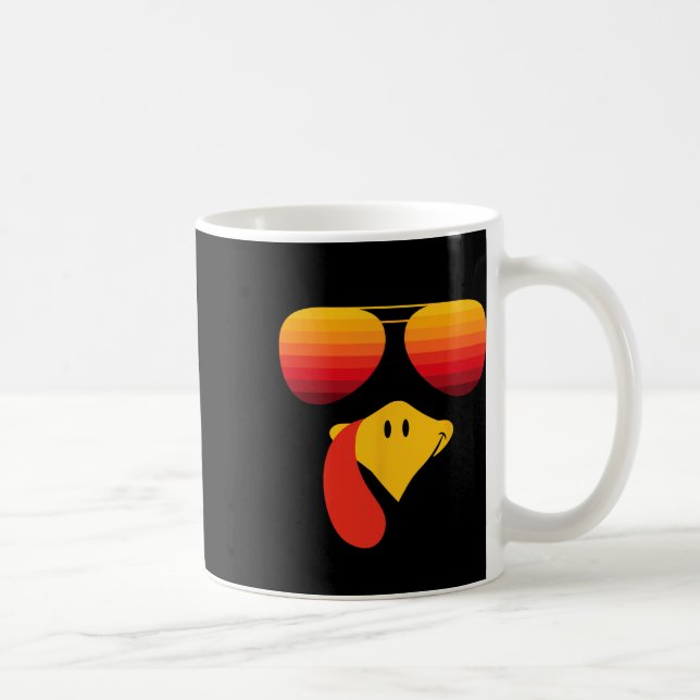 Caneca De Café Rosto de peru engraçado de Ação de Graças com ócul (Direita)