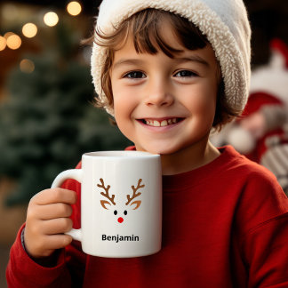 Caneca De Café Rosto de Rebelde Bonito com Nome de Nariz Vermelho