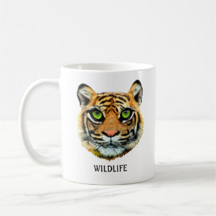 Caneca De Café Rosto de Tigre Selvagem e Caligrafia