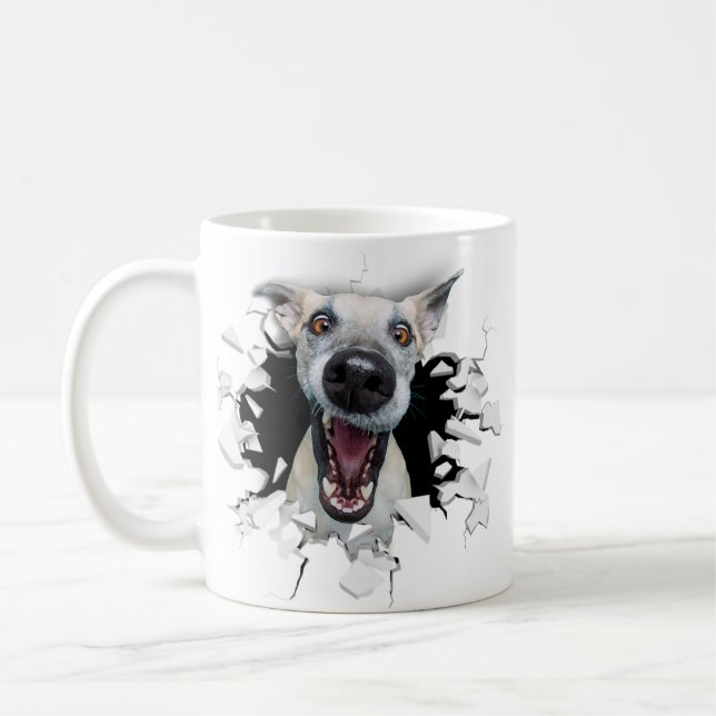 Caneca De Café Rosto engraçado de cachorro (Esquerda)