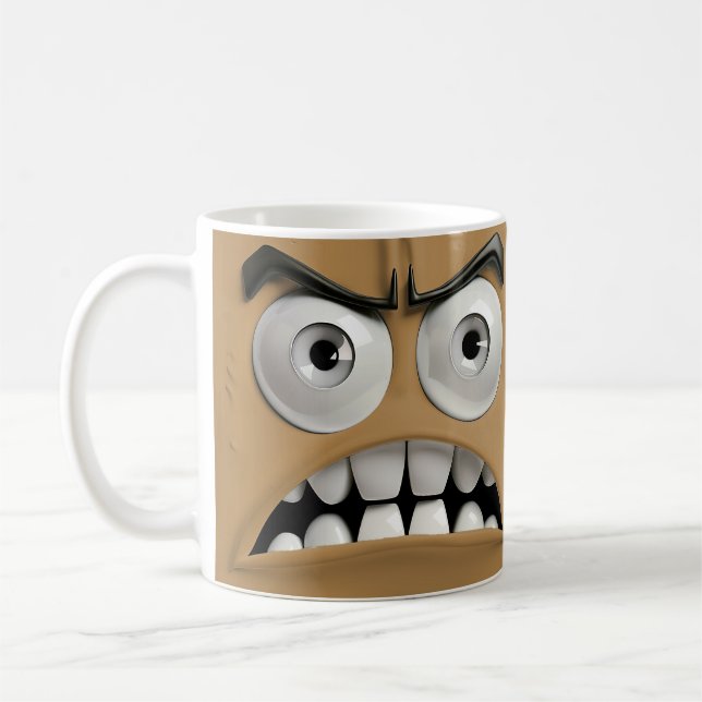 Caneca De Café Rosto Engraçado e Zangado (Esquerda)
