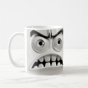 Caneca De Café Rosto Engraçado e Zangado Terra traseira branca