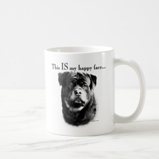 Caneca De Café Rosto Feliz Rottweiler (Direita)