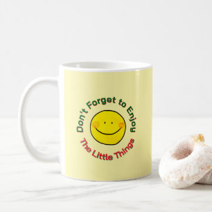 Caneca De Café Rosto Feliz Sorridente Amarelo Aproveite as Pequen