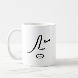 Caneca De Café Rosto Feminino Abstrato Moderno Design de Arte Min