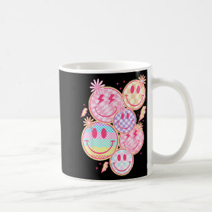 Caneca De Café Rosto Flor Sorriso Retrô Rosto Feliz Xadrez