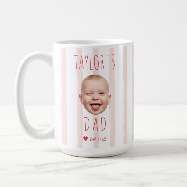 Caneca De Café Rosto Personalizado de Bebê Menina com Listras Ros (Esquerda)