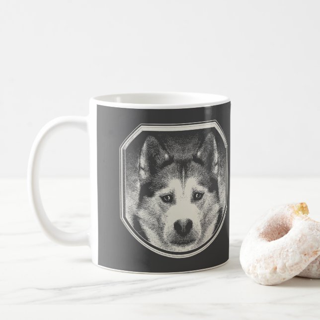 CANECA DE CAFÉ ROSTO SIBERIANO HUSKY (Com Donut)