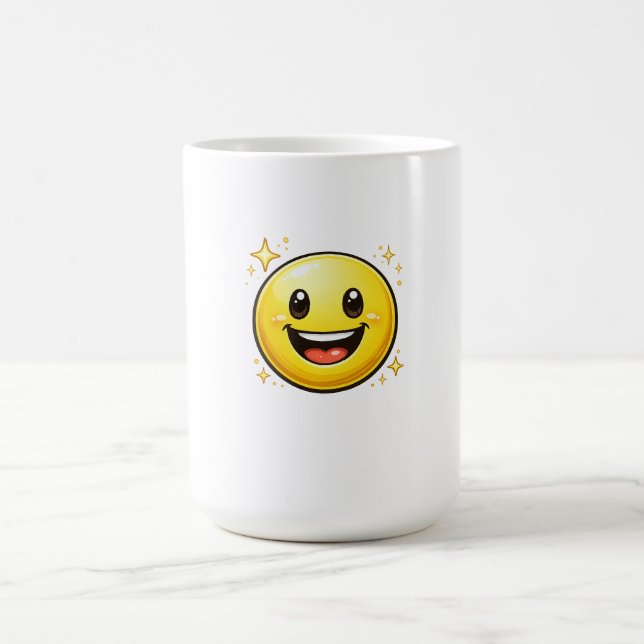 Caneca De Café Rosto Sorridente Feliz com Brilhos (Centro)