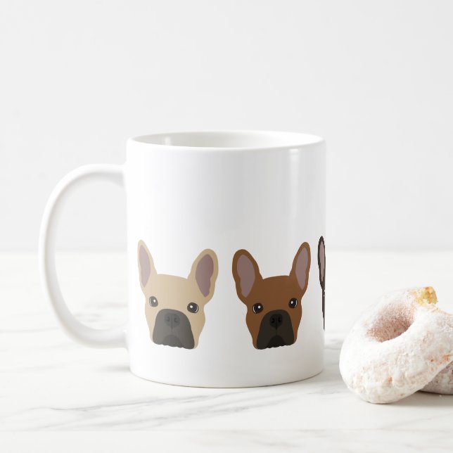 Caneca De Café Rostos de Bulldog Francês Bonitos (Com Donut)
