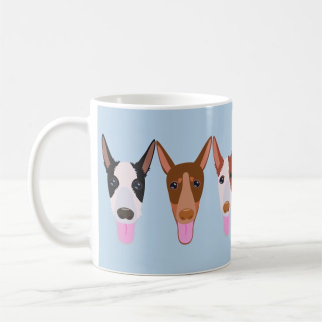 Caneca De Café Rostos de Cachorro Podenco Azul Claro (Esquerda)