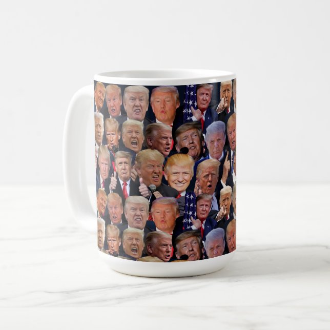 Caneca De Café Rostos Engraçados De Trump (Frente Esquerda)