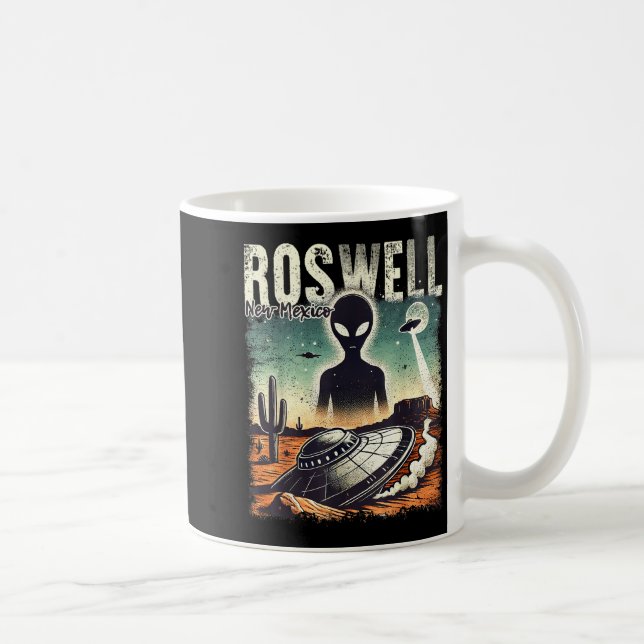 Caneca De Café Roswell New Mexico 1947 Alien Abduction Ufo Crash  (Direita)