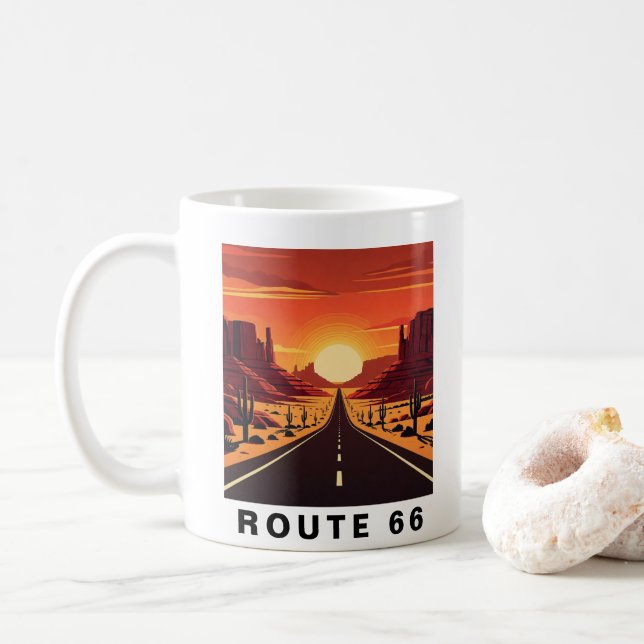 Caneca De Café Rota 66 Arizona EUA Viagem Retro (Com Donut)